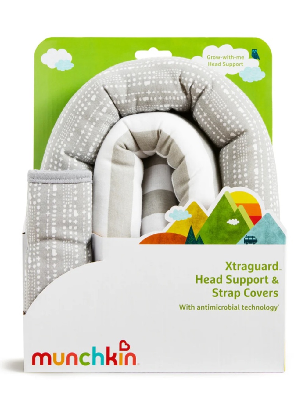 Munchkin Gray & White‎ Xtraguard Head Support and Strap Covers